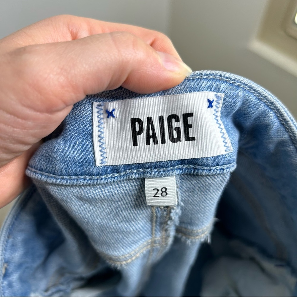 PAIGE High Rise Sarah Slim Crop Jean in Cruiser Destructed 28 - Picture 12 of 15